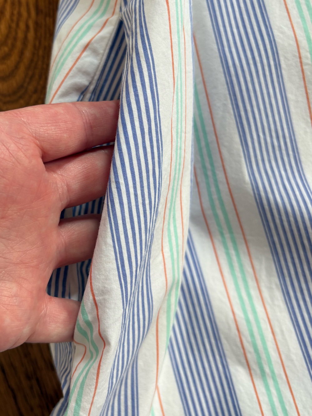 Anthropologie Maeve Striped Button Down Shirt Dress Sleeveless Pockets Ruffle M - Picture 5 of 11